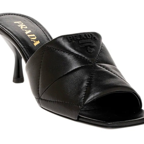 Prada Quilted Leather Slides Sandals Black 37 MSRP $1290 - Picture 2 of 6
